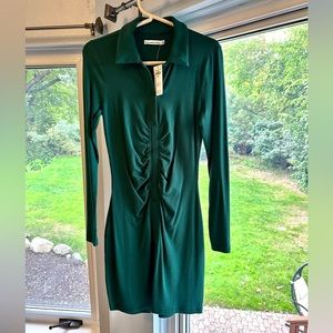 NWT - A&F Long sleeve ruched shirt dress
